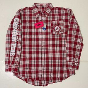 Alabama Crimson Tide FOCO Mens Flannel Plaid Long Sleeve Button Up Shirt Pocket